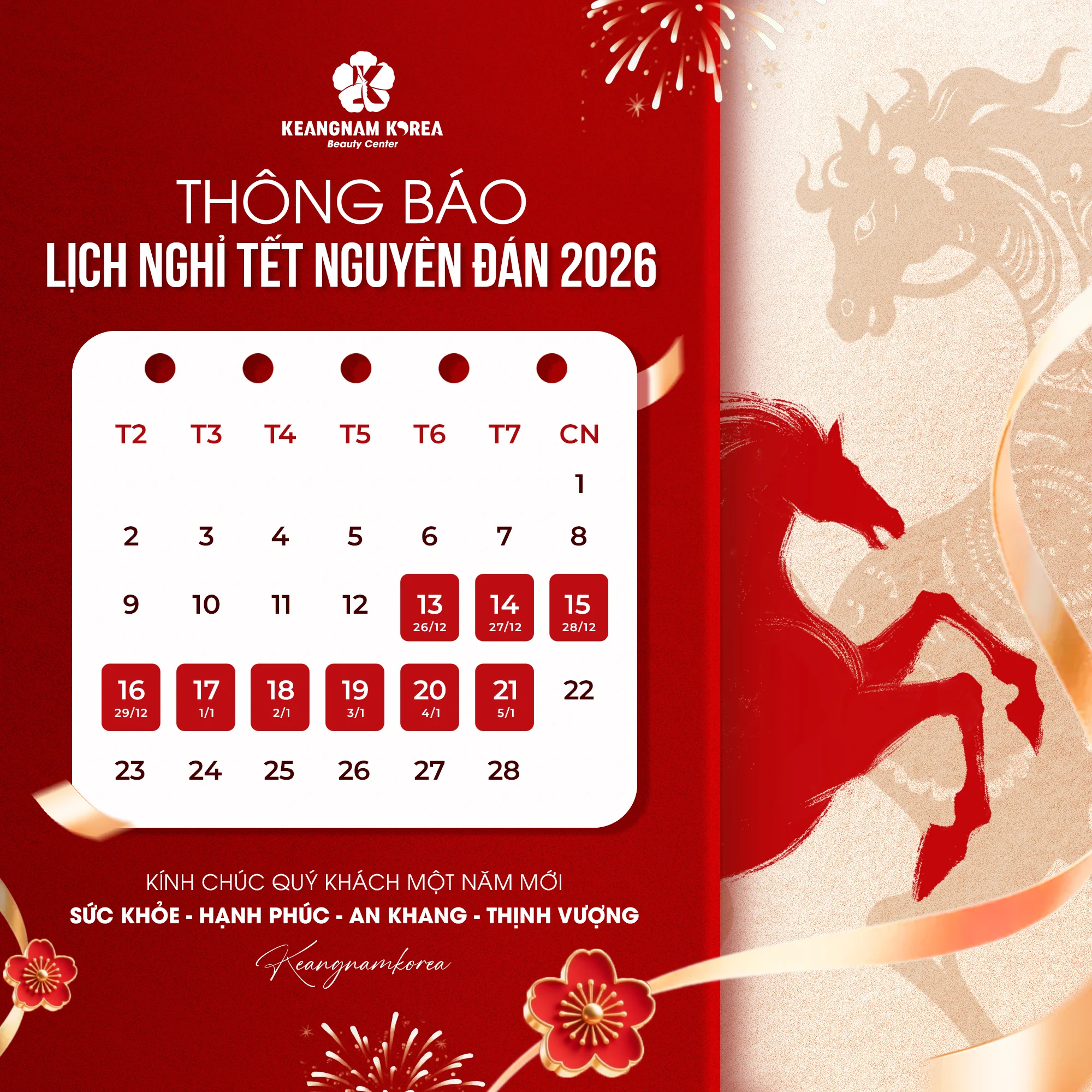KEANGNAM KOREA THÔNG BÁO LỊCH NGHỈ TẾT NGUYÊN ĐÁN 2026 1 Post Lich nghi Tet AL 2026